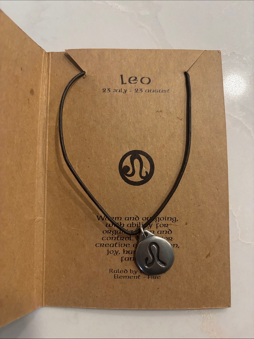 Leo Zodiac Pendant Necklace - Silver on Black Cord